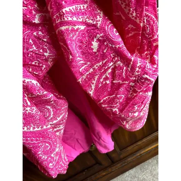 Talbots Maxi Dress 16 Pink Paisley Tiered Tie Back Breezy Coastal - Picture 5 of 9